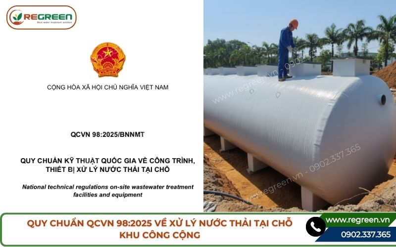Quy chuẩn QCVN 98:2025 về xử lý nước thải tại chỗ khu công cộng.