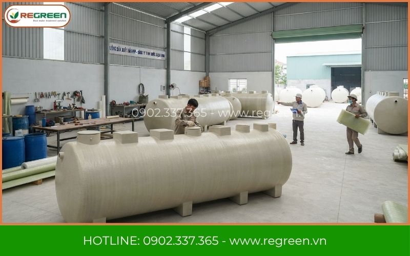Gia công bồn Composite FRP xử lý nước thải chăn nuôi bò tại xưởng