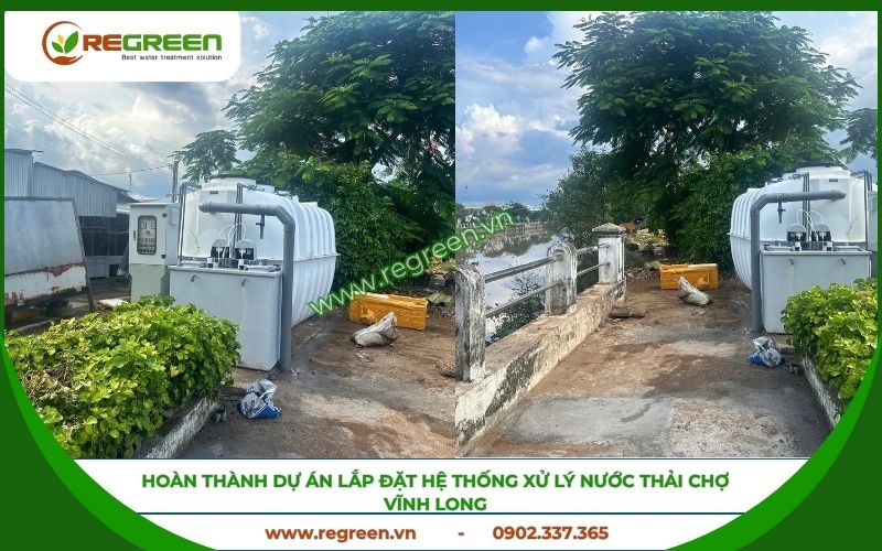 Hệ thống xử lý nước thải chợ sau khi hoàn thiện.