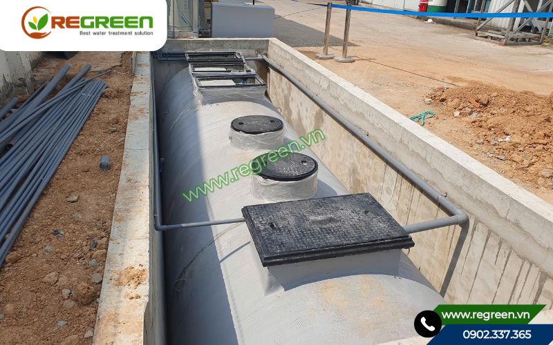 Quá trình thi công hệ thống xử lý nước thải sinh hoạt 15m3 tại Bình Dương.