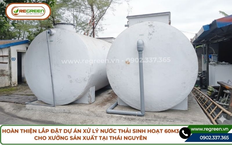 Hoàn thiện lắp đặt dự án xử lý nước thải sinh hoạt 60m3