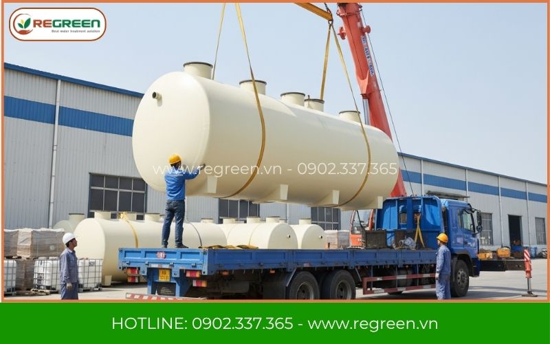 Vận chuyển hệ thống xử lý nước thải 11-15m3 đến công trình