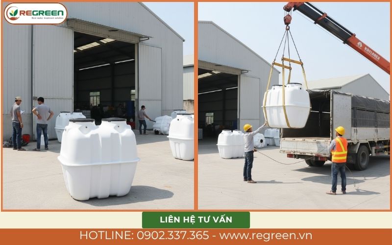 Đánh giá chất lượng và báo giá bể phốt nhựa 1000L loại 3 ngăn Regreen.
