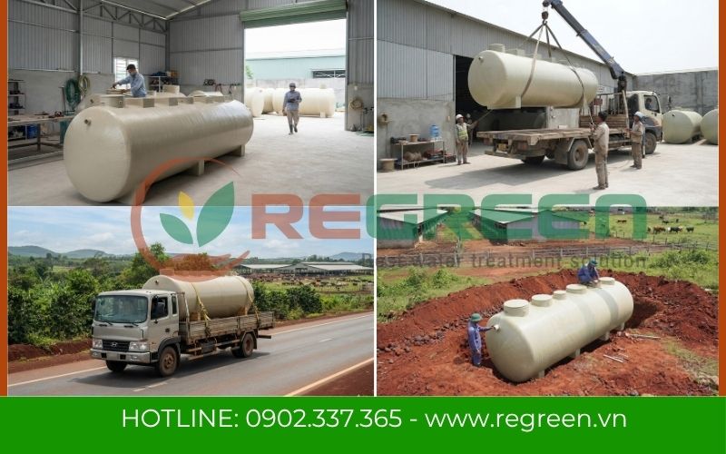 Module hợp khối xử lý nước thải gia công bồn bể Composite FRP