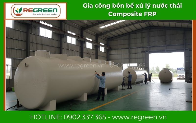 Gia công bồn bể xử lý nước thải Composite FRP sinh hoạt tòa nhà chung cư