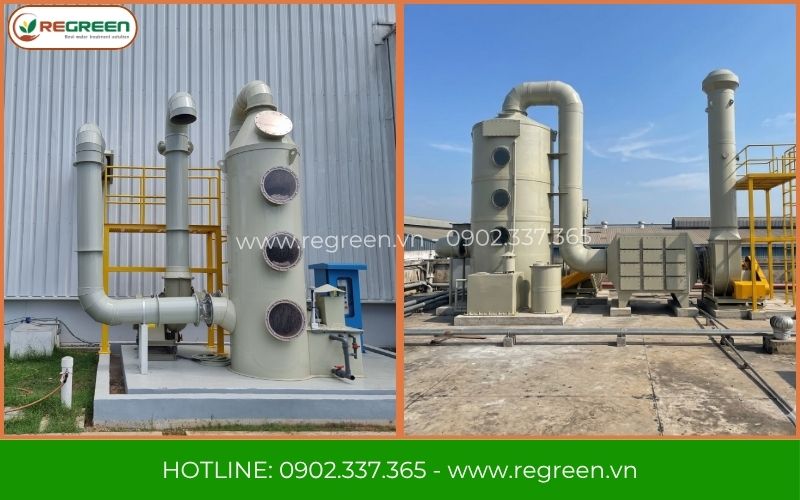 Lắp đặt tháp hấp thụ xử lý khí thải tại nhà máy