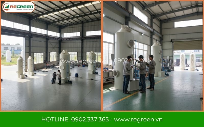 Regreen nhận bản vẽ gia công tháp hấp thụ xử lý khí thải