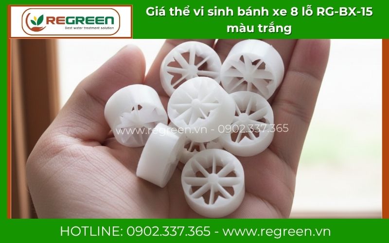 Giá thể vi sinh bánh xe 8 lỗ RG-BX-15 màu trắng chất lượng tốt