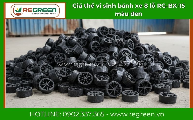 Giá thể vi sinh bánh xe 8 lỗ RG-BX-15 màu đen giá rẻ