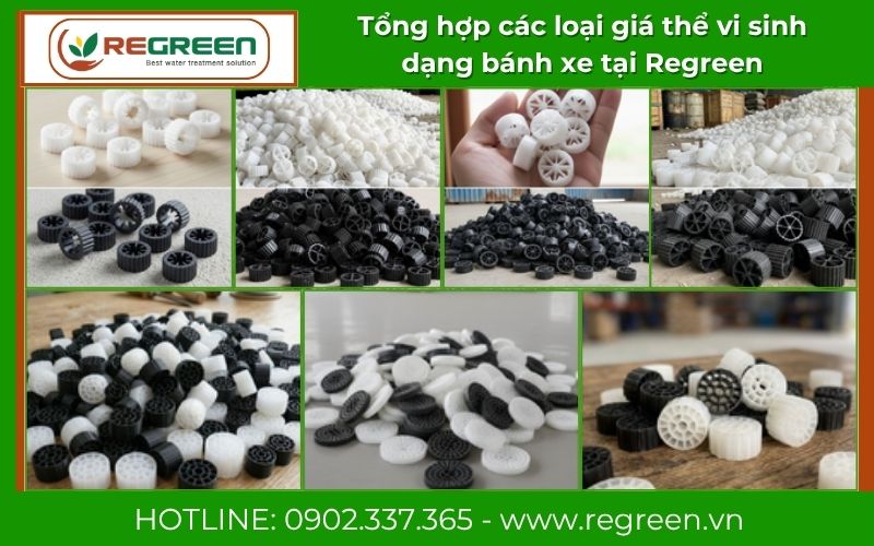 Tổng hợp các loại giá thể vi sinh dạng bánh xe Regreen cung cấp