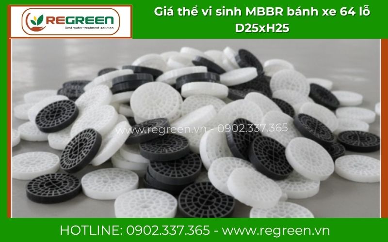 Giá thể vi sinh bánh xe 64 lỗ D25xH25