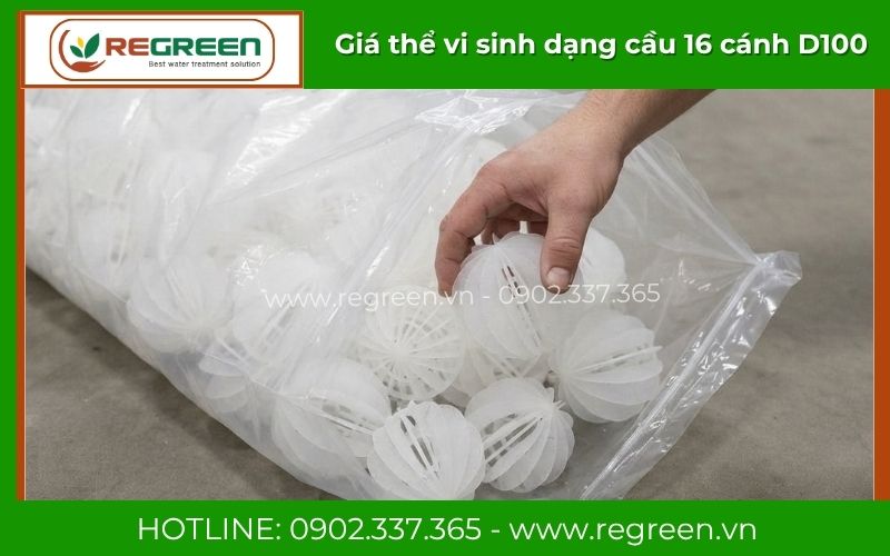 Giá thể vi sinh dạng cầu D100 16 cánh giá tốt tại xưởng