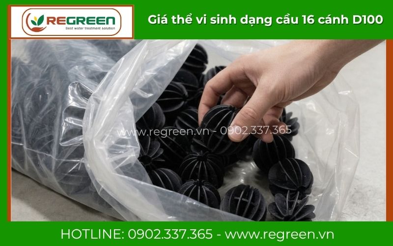 Kho hàng có sẵn lượng lớn giá thể vi sinh dạng cầu D100 16 cánh