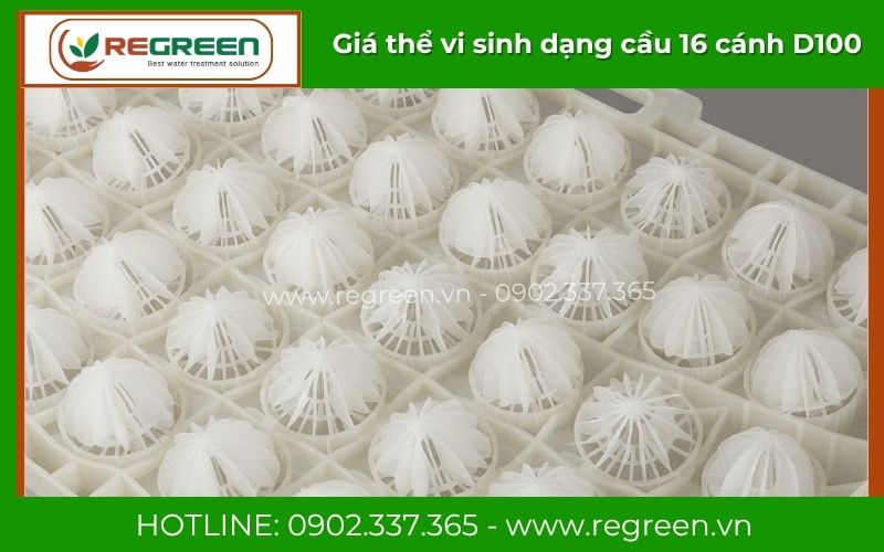 Giá thể vi sinh dạng cầu D100 16 cánh chính hãng ReGreen Việt Nam