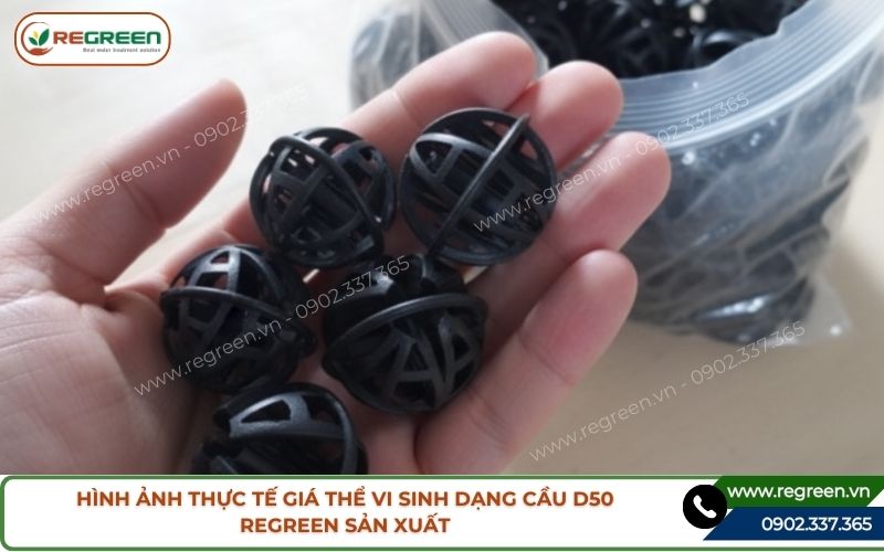 Hình ảnh thực tế giá thể vi sinh dạng cầu D50 do Regreen sản xuất