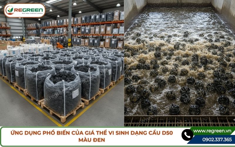 Ứng dụng phổ biến của giá thể vi sinh dạng cầu D50 màu đen