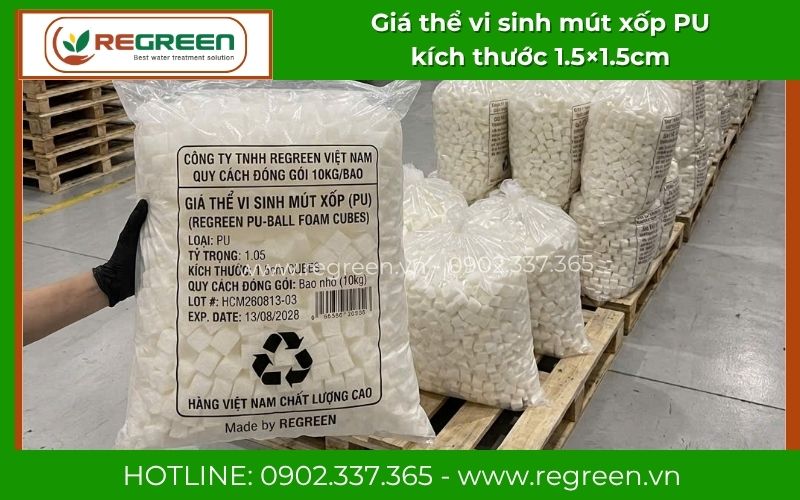 Giá thể vi sinh mút xốp PU màu trắng nguyên sinh