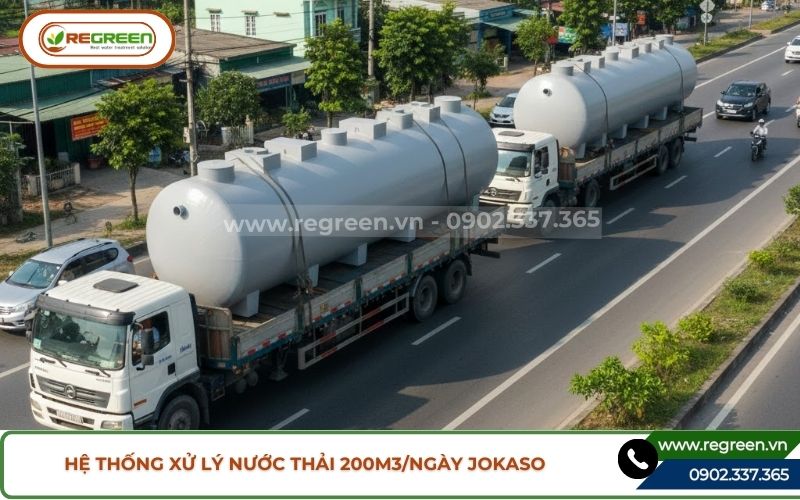 Vận chuyển hệ thống xử lý nước thải 200m3