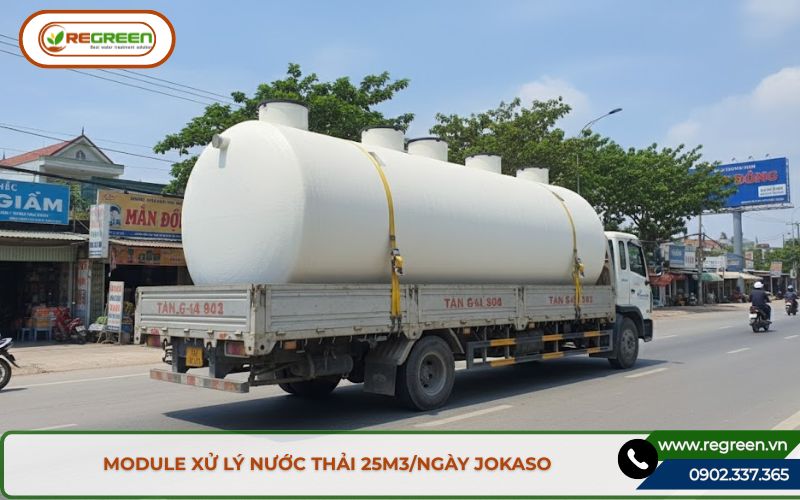 Xe chở hệ thống xử lý nước thải 25m3/ngày Jokaso đến nơi lắp đặt