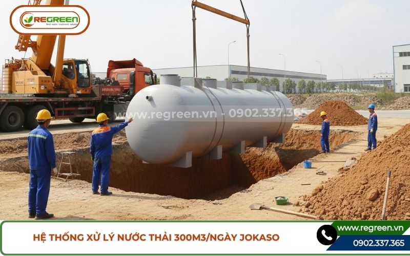 Hạ cẩu module hệ thống xử lý nước thải 300m3.