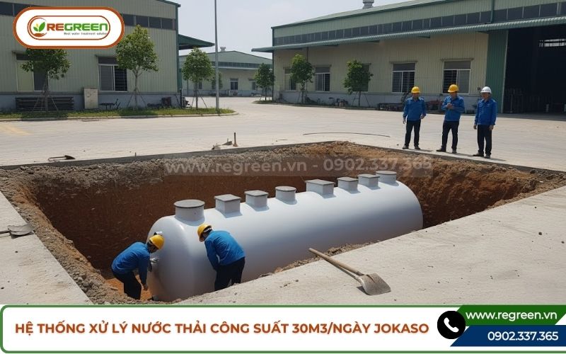 Đấu nối đường ống hệ thống xử lý nước thải 30m3