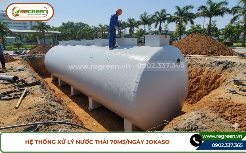 Thi công chôn ngầm hệ thống xử lý nước thải 70m3/ngày
