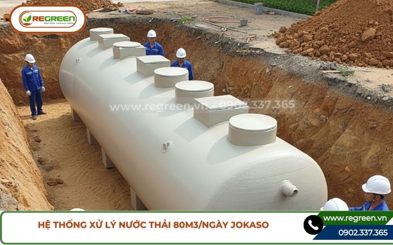 Thi công lắp đặt hệ thống xử lý nước thải 80m3 chôn ngầm.