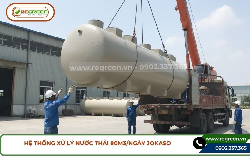 Vận chuyển hệ thống xử lý nước thải 80m3 đi công trình.
