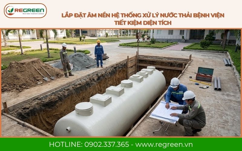 Lắp đặt âm nền hệ thống xử lý nước thải bệnh viện tiết kiệm diện tích