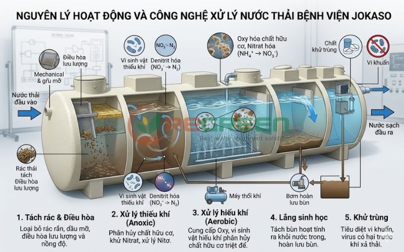 Nguyên lý hoạt động và công nghệ xử lý nước thải bệnh viện Jokaso