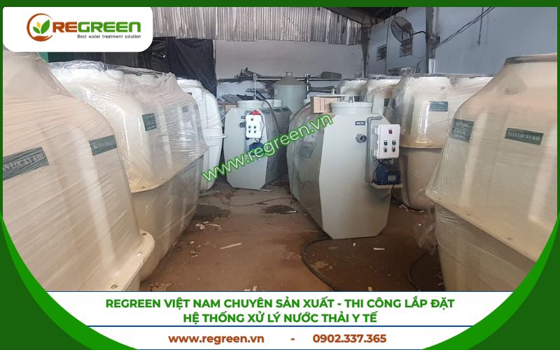 Cận cảnh hệ thống xử lý nước thải phòng khám đa khoa composite.