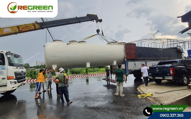 Hệ thống xử lý nước thải sinh hoạt 10m3 lắp đặt ngoài trời.