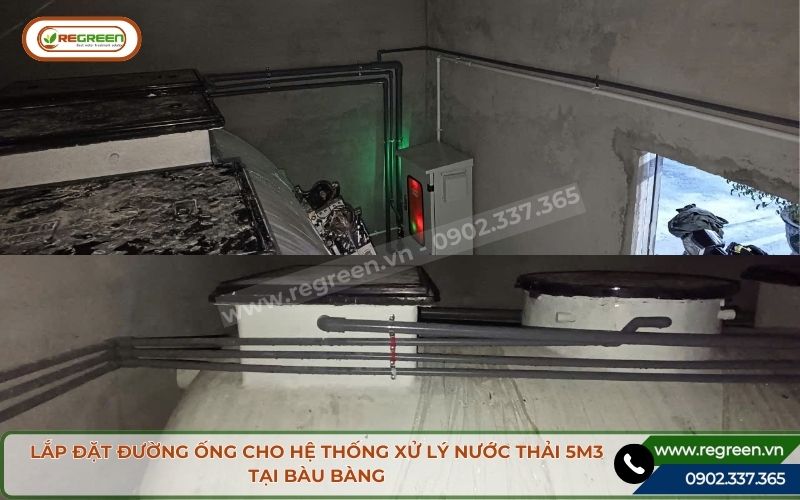 Đi đường ống cho hệ thống xử lý nước thải sinh hoạt 5m3/ngày tại KCN Bàu Bàng