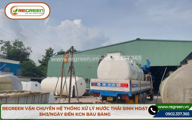 Regreen vận chuyển hệ thống xử lý nước thải sinh hoạt 5m3/ngày đến công trình