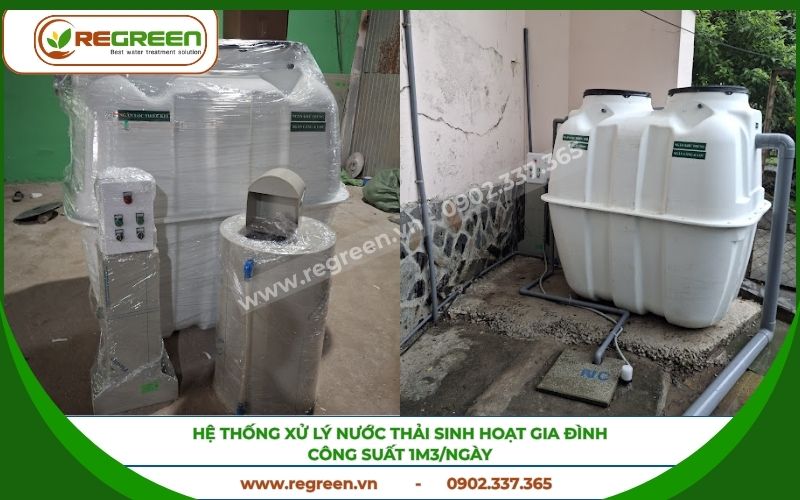 Hệ thống xử lý nước thải sinh hoạt gia đình công suất 1m3/ngày.