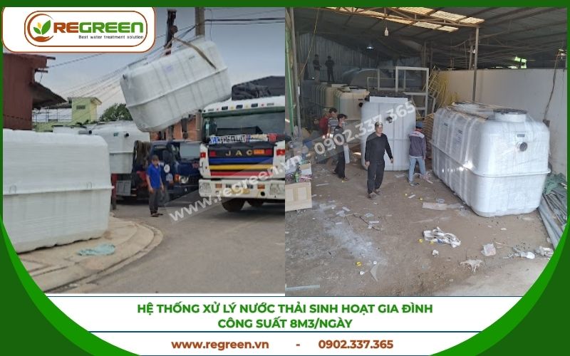 Hệ thống xử lý nước thải sinh hoạt gia đình công suất 8m3/ngày.