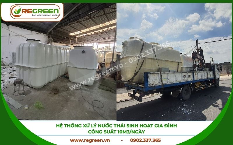 Hệ thống xử lý nước thải sinh hoạt gia đình công suất 10m3/ngày.
