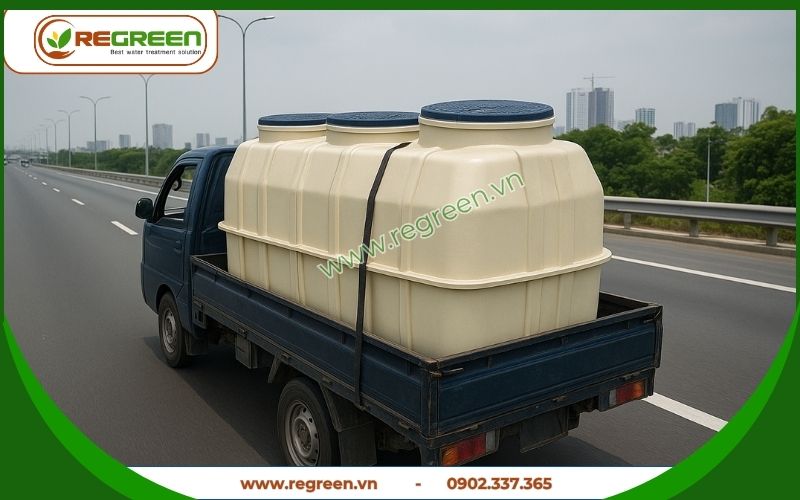Regreen Việt Nam vận chuyển hệ thống xử lý nước thải tại chỗ 4m3 cho khách hàng