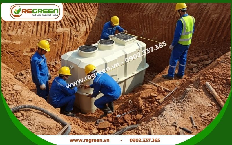 Regreeb Việt Nam đang lắp đặt hệ thống xử lý nước thải tại chỗ 5m3 Jokaso