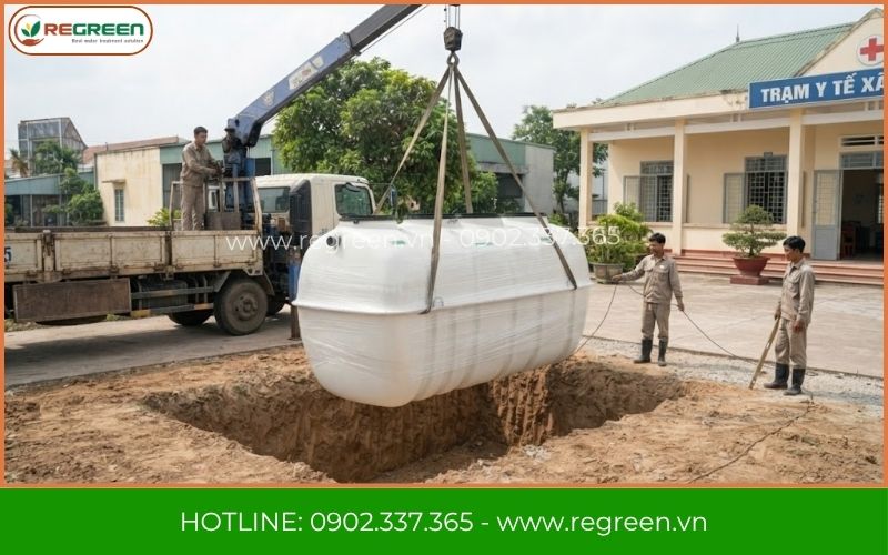 Cẩu mô đun hệ thống xử lý nước thải trạm y tế