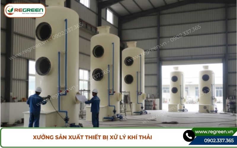 Xưởng sản xuất thiết bị xử lý khí thải.