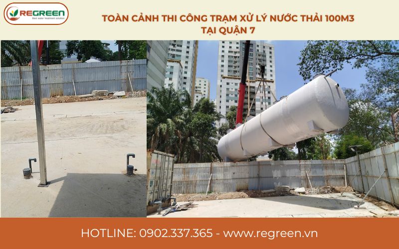 Toàn cảnh thi công trạm xử lý nước thải 100m3 tại Quận 7.