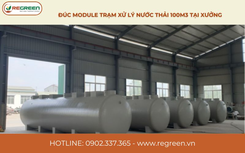Đúc module trạm xử lý nước thải 100m3 trực tiếp tại xưởng.
