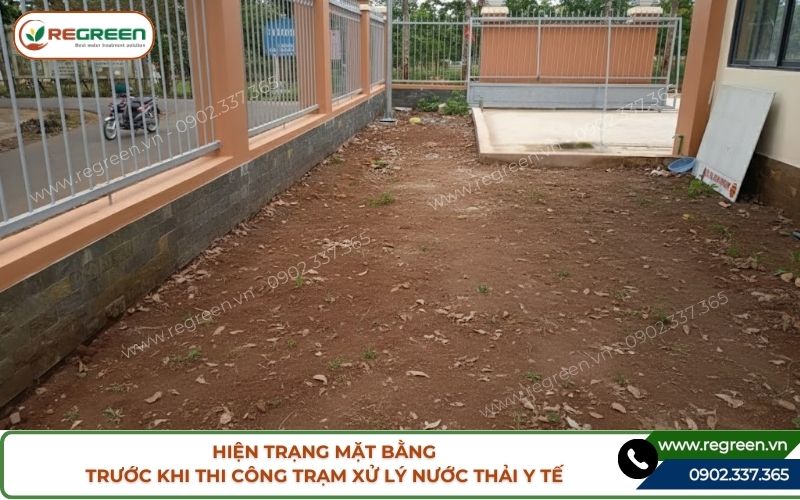 Hiện trạng mặt bằng thi công trạm xử lý nước thải y tế