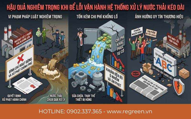 Hậu quả nghiêm trọng khi để lỗi vận hành hệ thống xử lý nước thải kéo dài