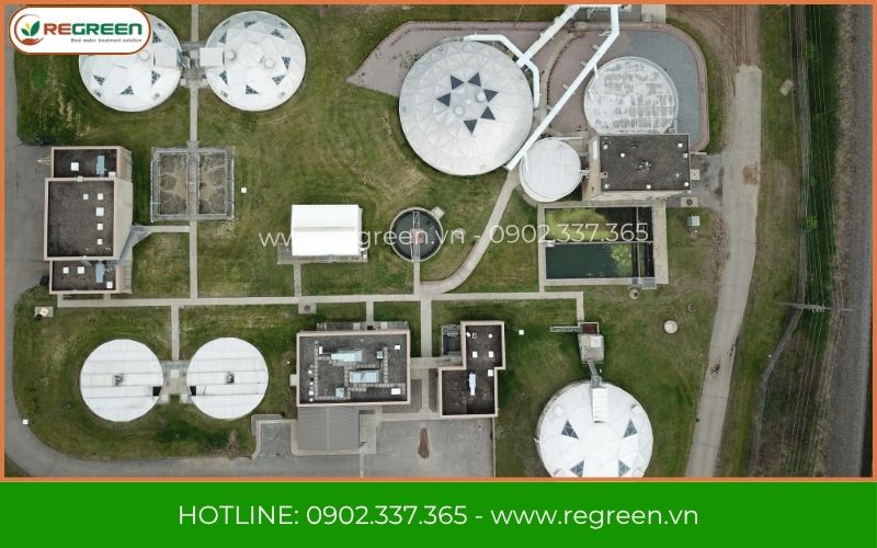 Mặt bằng tổng thể hệ thống xử lý nước thải công nghiệp KCN