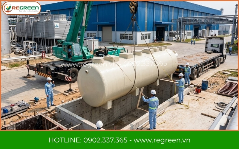 Thi công hạ móng module xử lý nước thải Jokaso