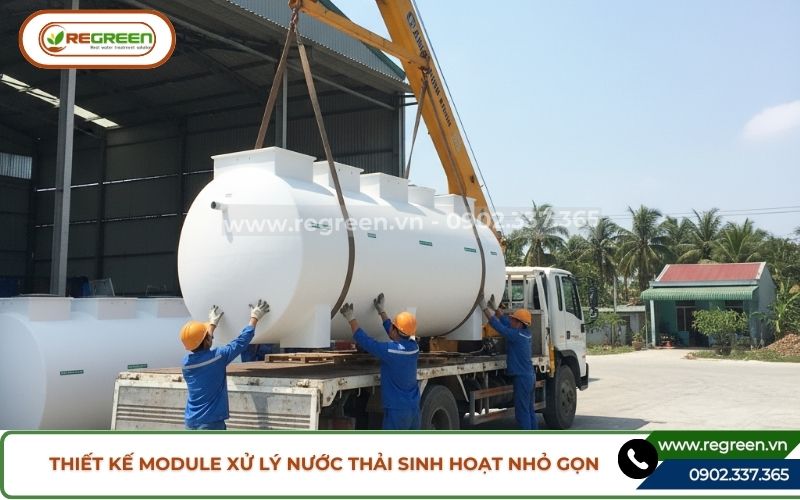 Vận chuyển module xử lý nước thải sinh hoạt đến công trình