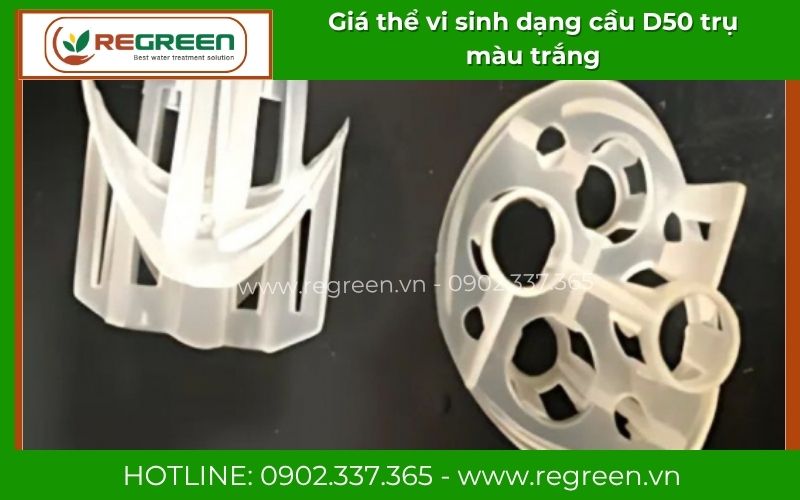 Hình ảnh giá thể vi sinh dạng cầu D50 trụ màu trắng