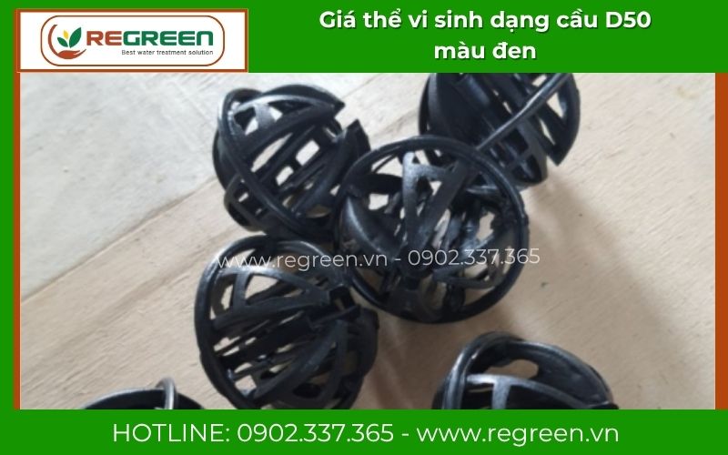 Cận cảnh giá thể vi sinh dạng cầu D50 màu đen